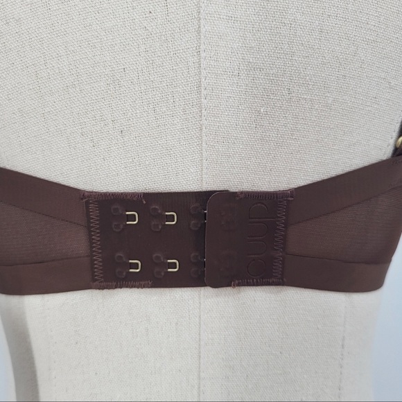 CUUP The Plunge Sheer Mesh Bra Underwire Adjustable Brown 32G - Picture 4 of 5